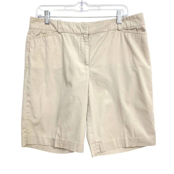 Talbots Chino Shorts Women's Size 8 Khaki Stretch Flat Front Pocket Casual - Picture 1 of 8